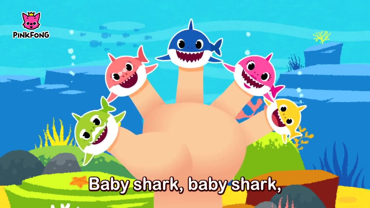 [图]鲨鱼手指家族 英文儿歌Shark Finger Family - Sing Along with Baby Shark - Pinkfong