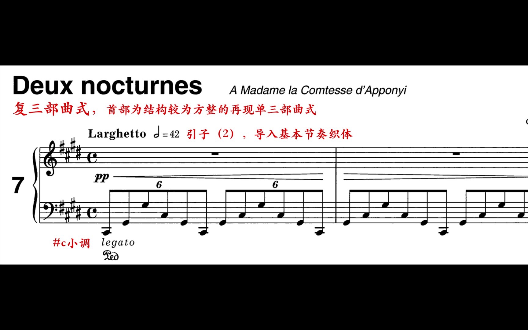 [图]【曲谱同步/曲式分析/肖邦】Nocturne No. 7 in C Sharp Minor, Op. 27, No. 1（#c小调夜曲）