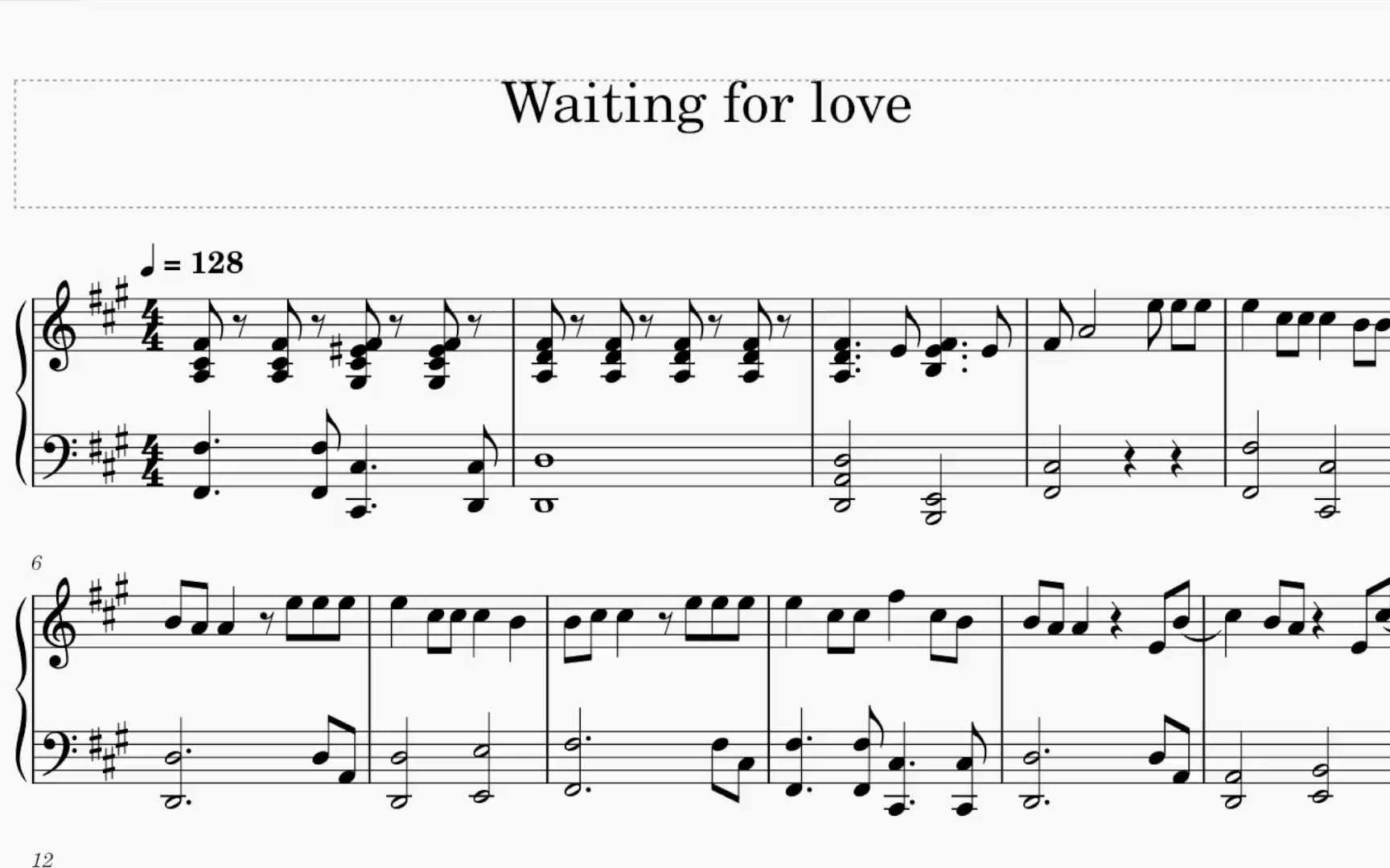 [图]Waiting for love-Avicii 钢琴谱