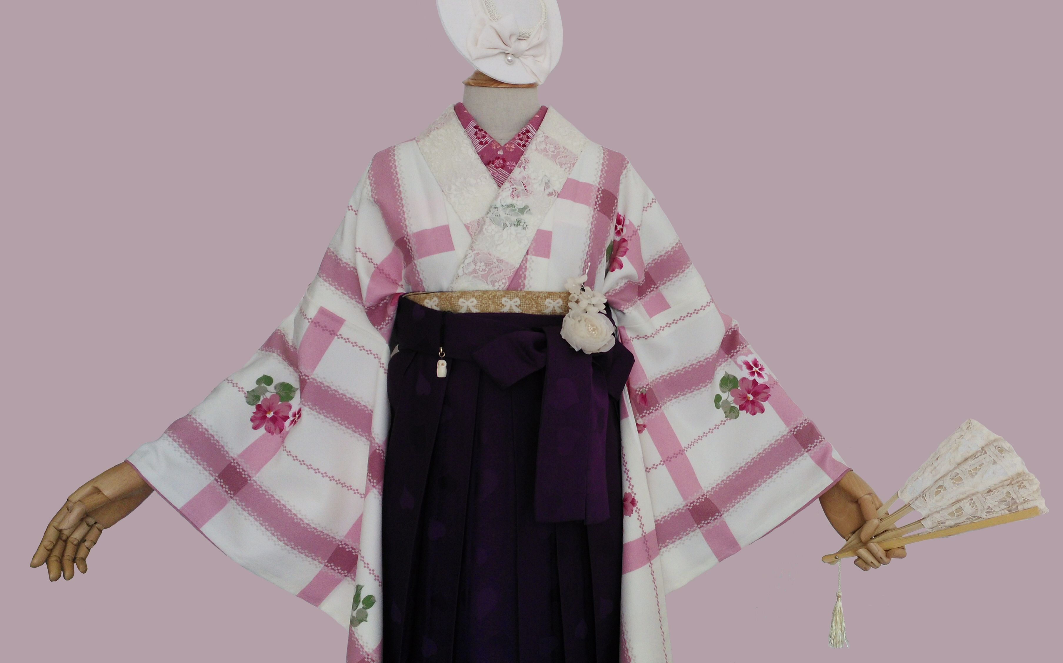 【方块2】新来的人台小姐试穿的第一套和服→卒业式