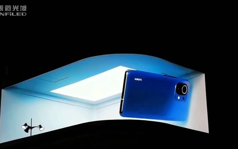 视爵光旭裸眼3d显示屏播放小米11手机裸眼3d cg 创意广告