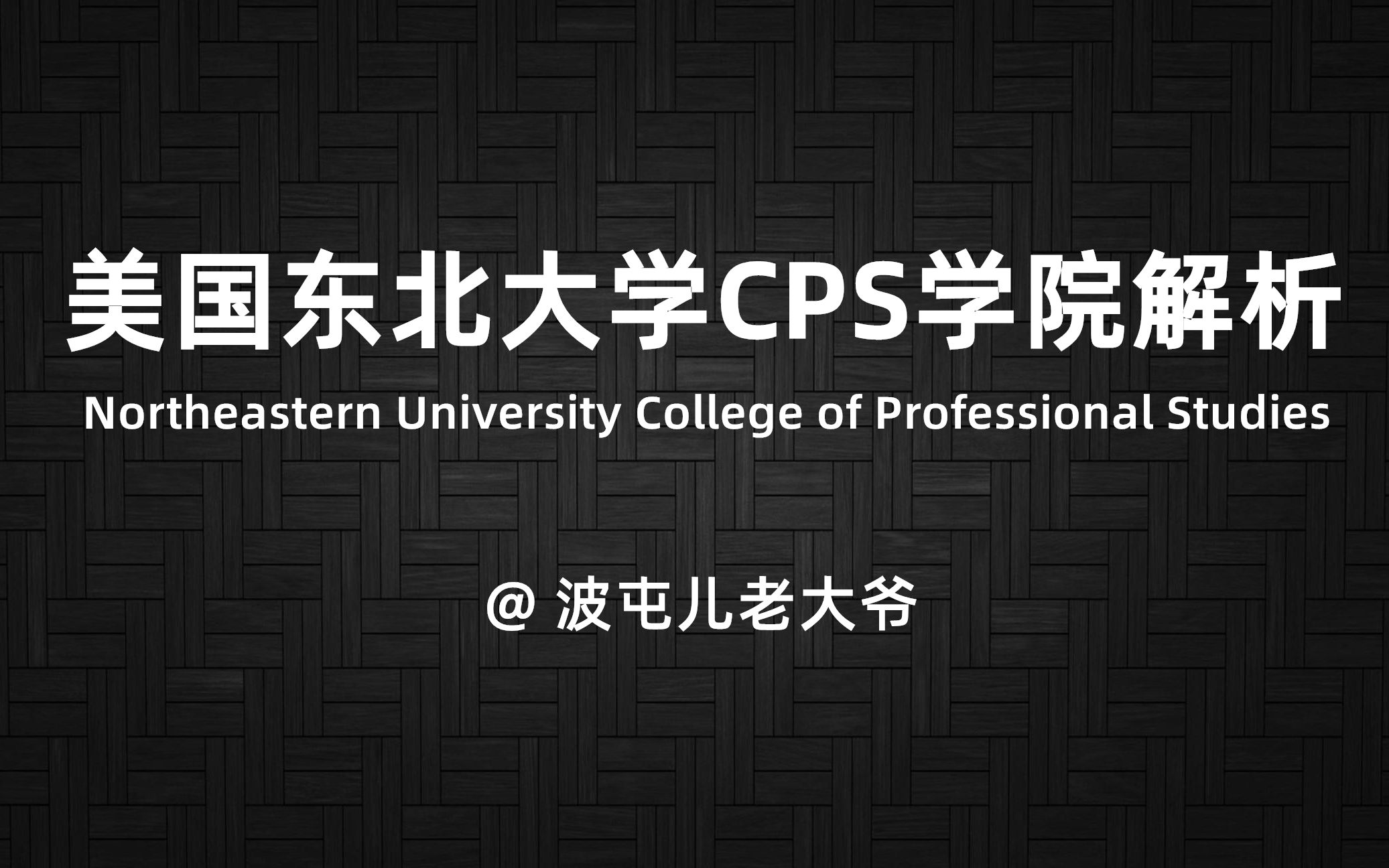 干货视频 带你了解美国东北大学的CPS学院 Northeastern University College of Professional Studies哔哩哔哩bilibili