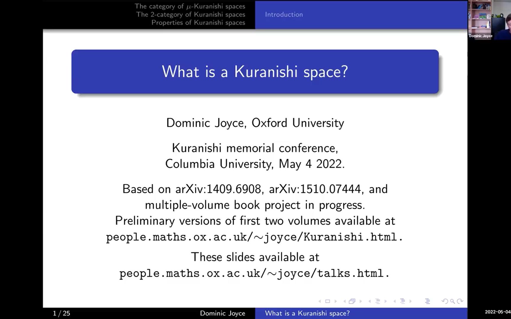 Dominic Joyce:KodairaSpencerKuranishi Deformation theory和Kuranishi Space哔哩哔哩bilibili