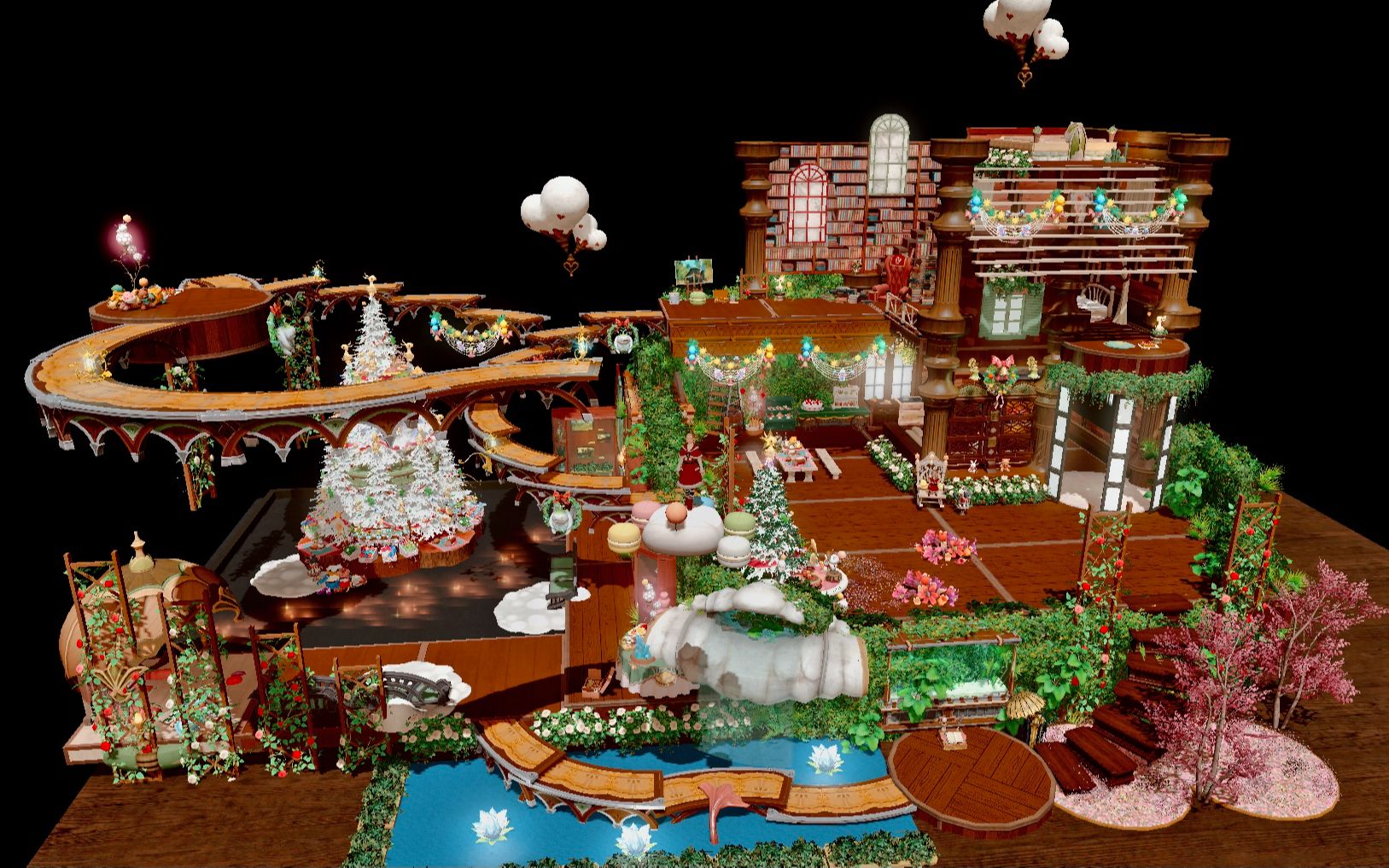 ff14装修l房星芒小镇街景温暖林间木屋大型异空间巨型星芒树英伦圣诞