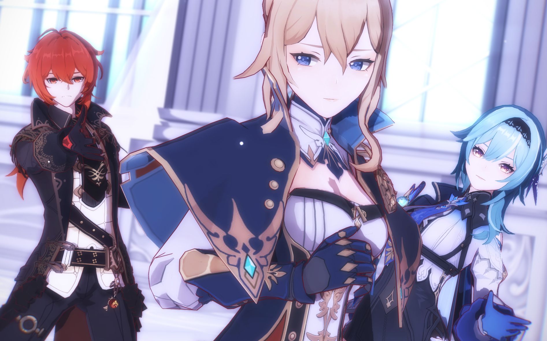 《蒙德三大家系的爱恨情仇》【迪卢克×琴×优菈·原神mmd】_哔哩哔哩