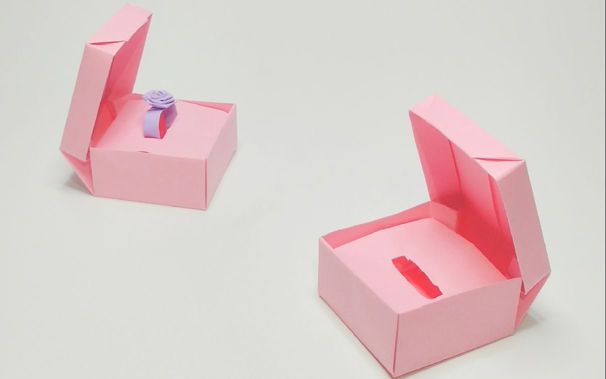 【一分钟折纸】戒指盒子,可以用来放漂亮的戒指_哔哩哔哩_bilibili