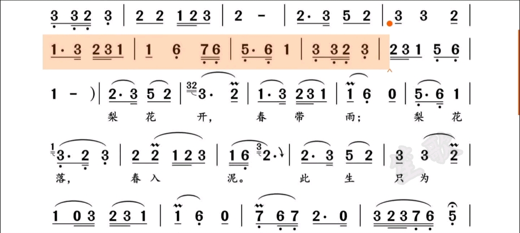 [图]《梨花颂》降b调伴奏动态简谱