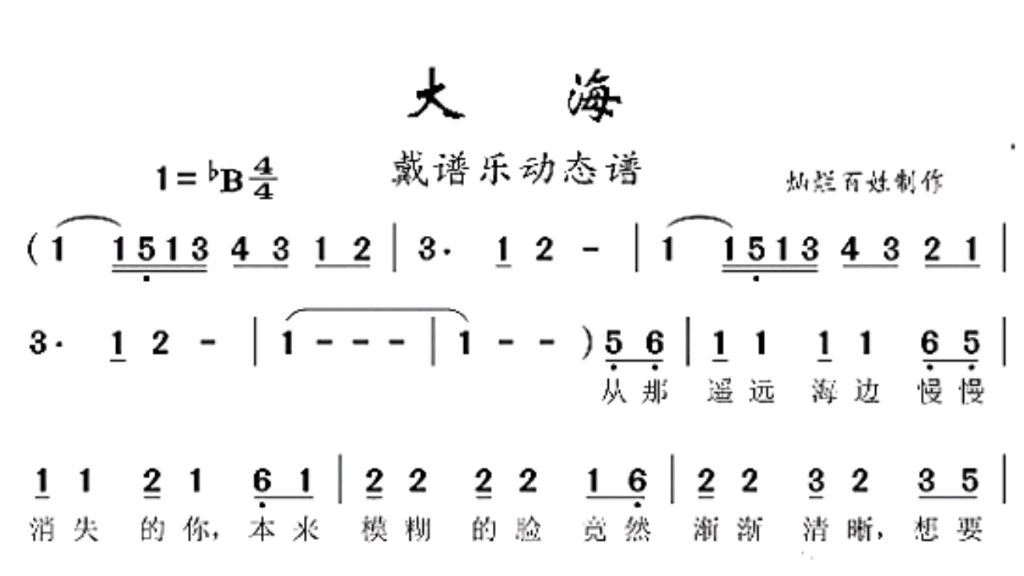 [图]《大海》动态简谱伴奏