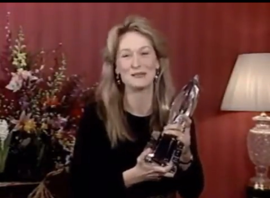 1989年,演员梅丽尔ⷦ–柳𙩇Œ普 Meryl Streep获得第15届美国人民选择奖电影类剧情类最受欢迎女演员奖哔哩哔哩bilibili