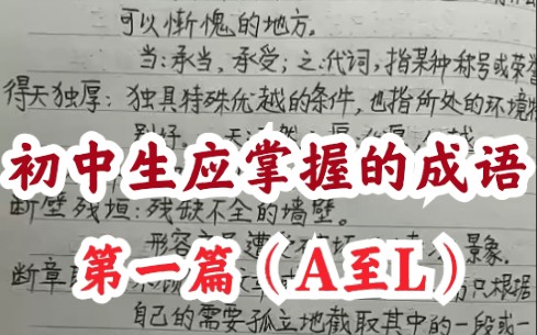 【初中语文】【初中生应掌握的成语】【备战中考】【初中】【考试】【成语】第一篇(第二版)(第一版清晰度太低)哔哩哔哩bilibili