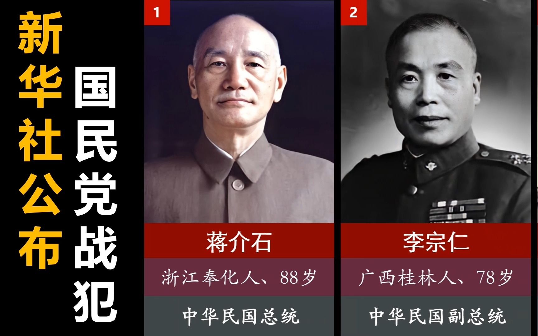 1948年新华社公布的43名国民党战犯,前15位职务及年龄哔哩哔哩bilibili