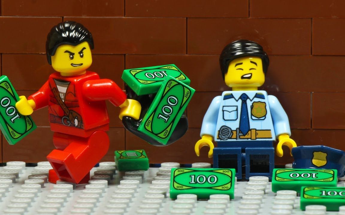 【定格动画】乐高城市银行货币运输抢劫袭击