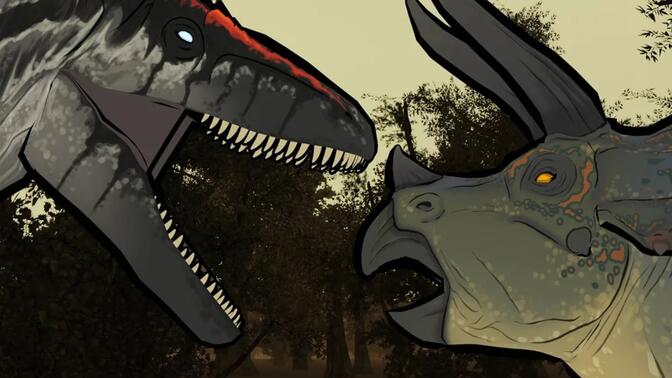 鲨齿龙大战三角龙