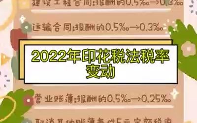 2022年印花税法税率变动哔哩哔哩bilibili