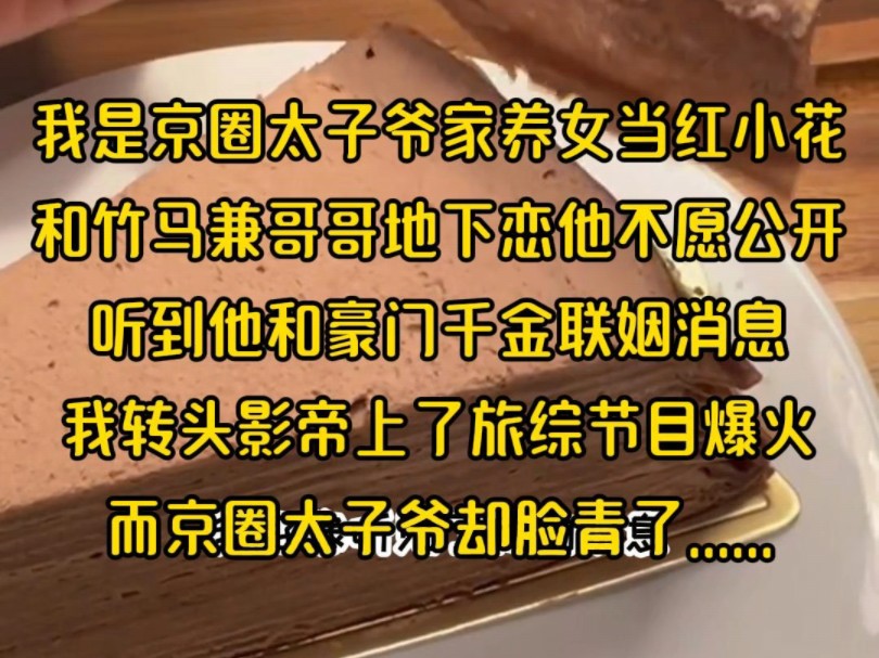 我是京圈太子爷家养女当红小花,和竹马兼哥哥地下恋他不愿公开,听到他和豪门千金联姻消息,我转头影帝上了旅综节目爆火,而京圈太子爷却脸青了.........