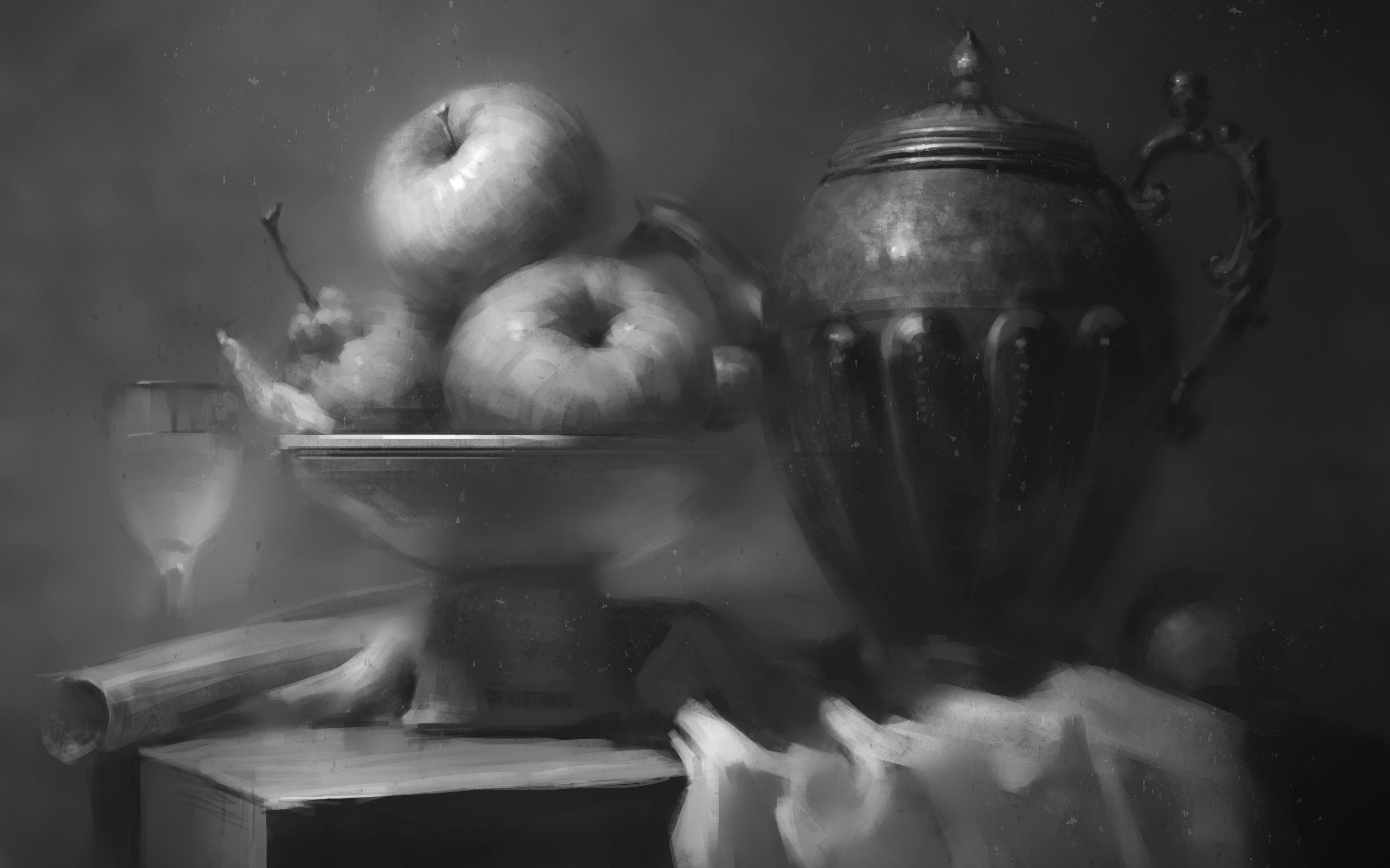 活动  【素描静物】青铜器苹果组合静物素描,古典光影质感