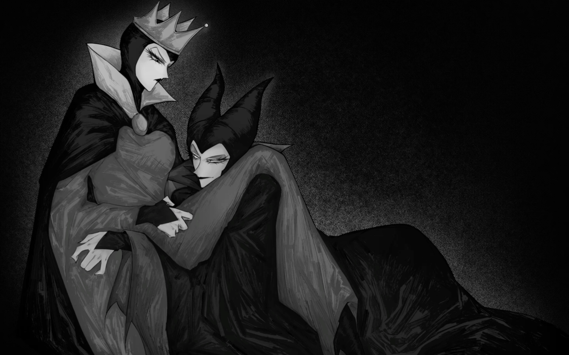 【玛琳菲森x邪恶皇后(maleficentxevil queen)】龙后旧图发一下