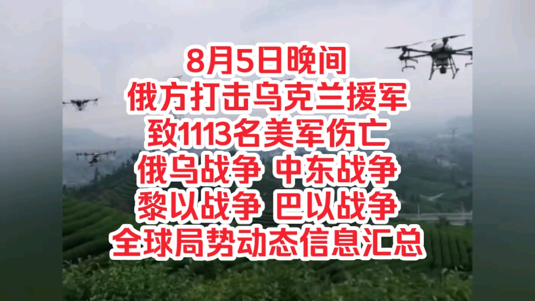 8月5日晚间,俄方打击乌克兰援军致1113名美军伤亡,俄乌战争,中东战争,黎以战争,巴以战争,全球局势动态信息汇总哔哩哔哩bilibili