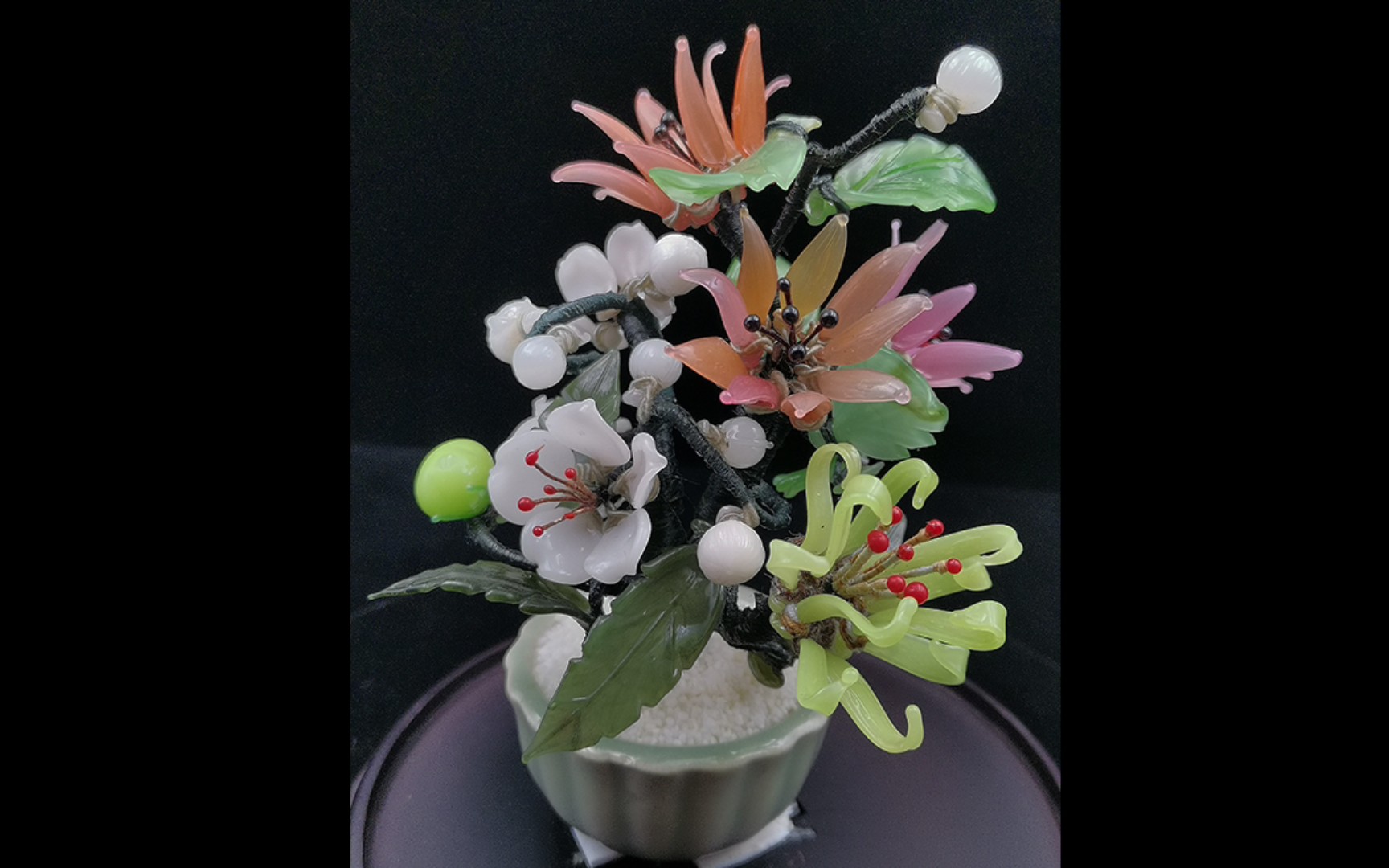 【料器盆景】(老料新作)早期中小盆景023(小而丰)