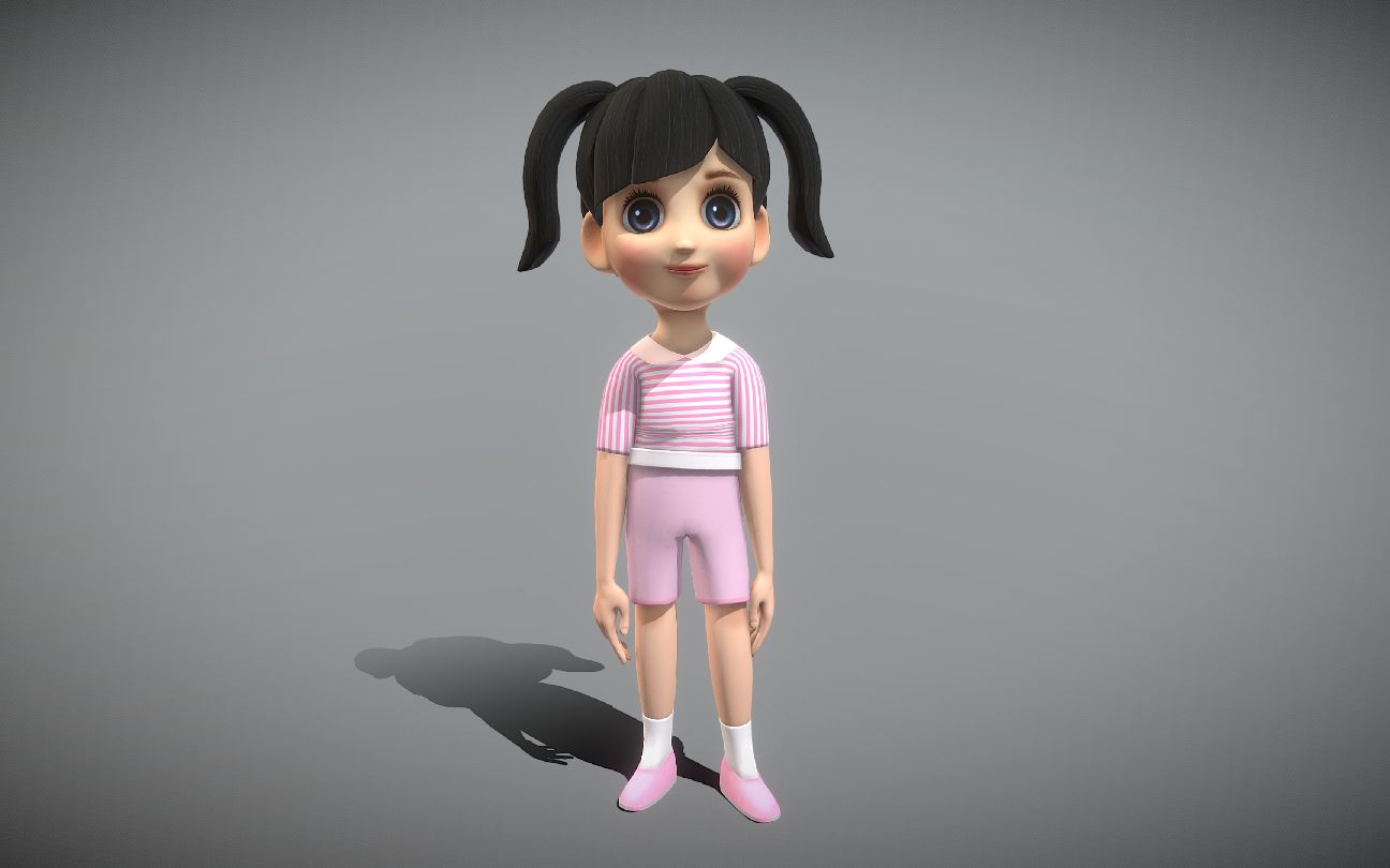 3d模型 - 卡通小女孩 - 附原文件获取地址_哔哩哔哩_bilibili