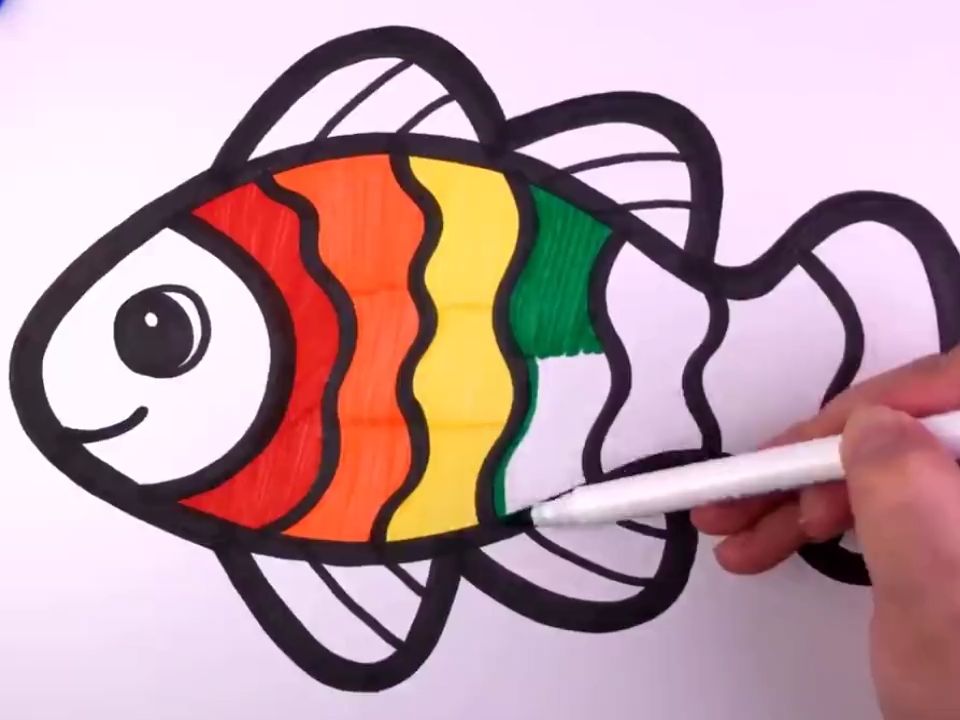 金鱼简笔画图片带颜色图片