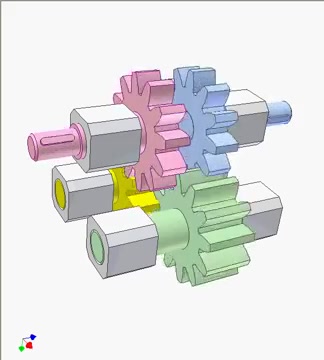 四个小齿轮的共轴反向旋转