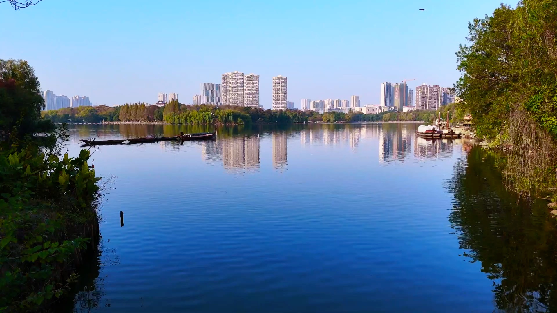 航拍黄冈,遗爱湖公园 小城美景