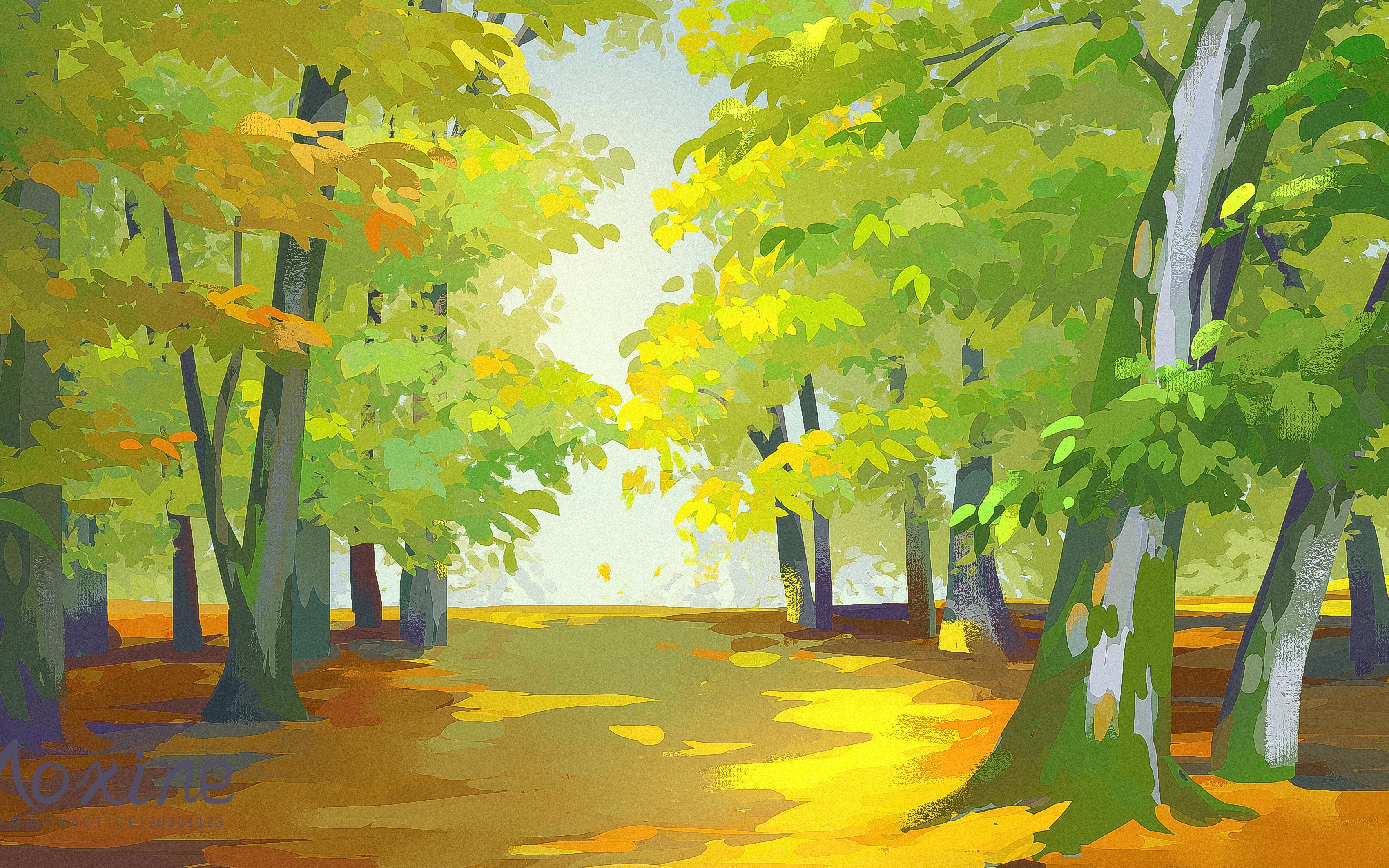 【色彩】速涂练习绿色树林