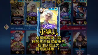 全网都在质疑李白，小锦儿力压群雄，时隔多年巅峰第一！