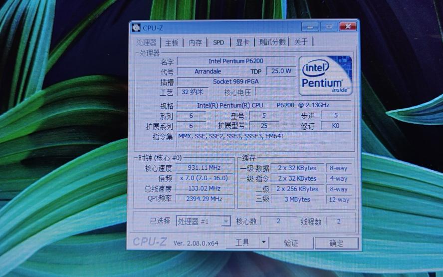 INTEL 奔腾 P6200处理器默频状态下性能参数和CPUZ测试得分.感谢粉丝“Qioioioioio”提供测试视频!哔哩哔哩bilibili