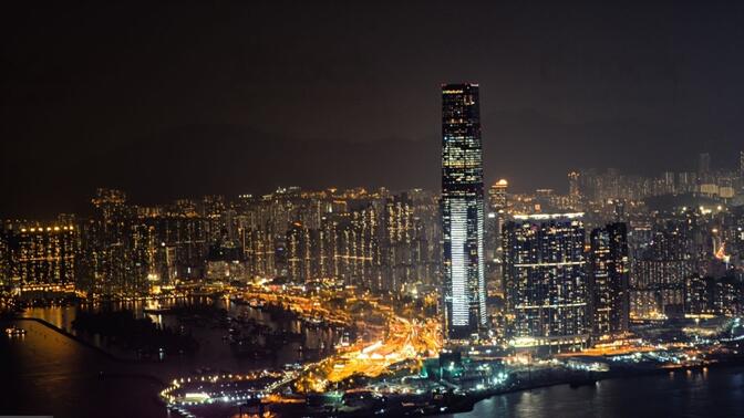 香港环球贸易广场夜景图片