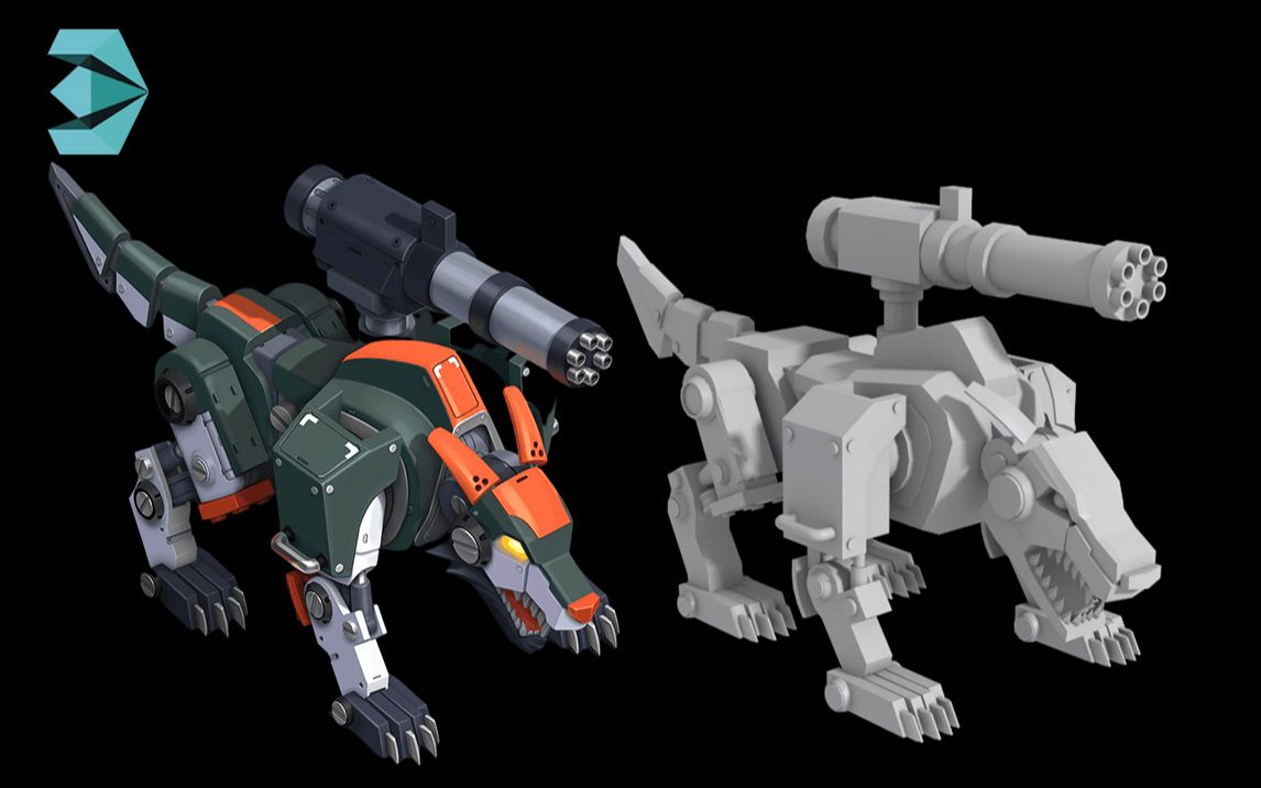 【3dmax建模】未来高科技武器机械狼建模教程,兽形机甲建模教学,三