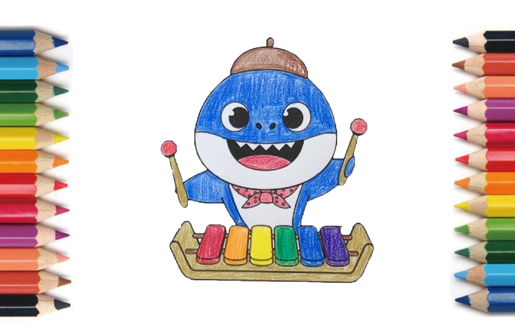 【coloring】daddy shark 【涂り絵】ダディーシャーク 【涂色】鲨鱼