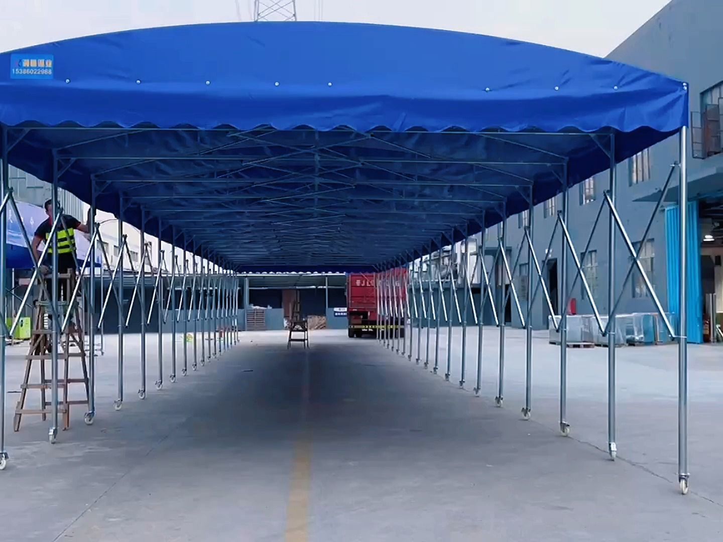珠海前山-电动雨棚-简易停车蓬-物流仓库雨棚-st05#推拉篷 #雨篷