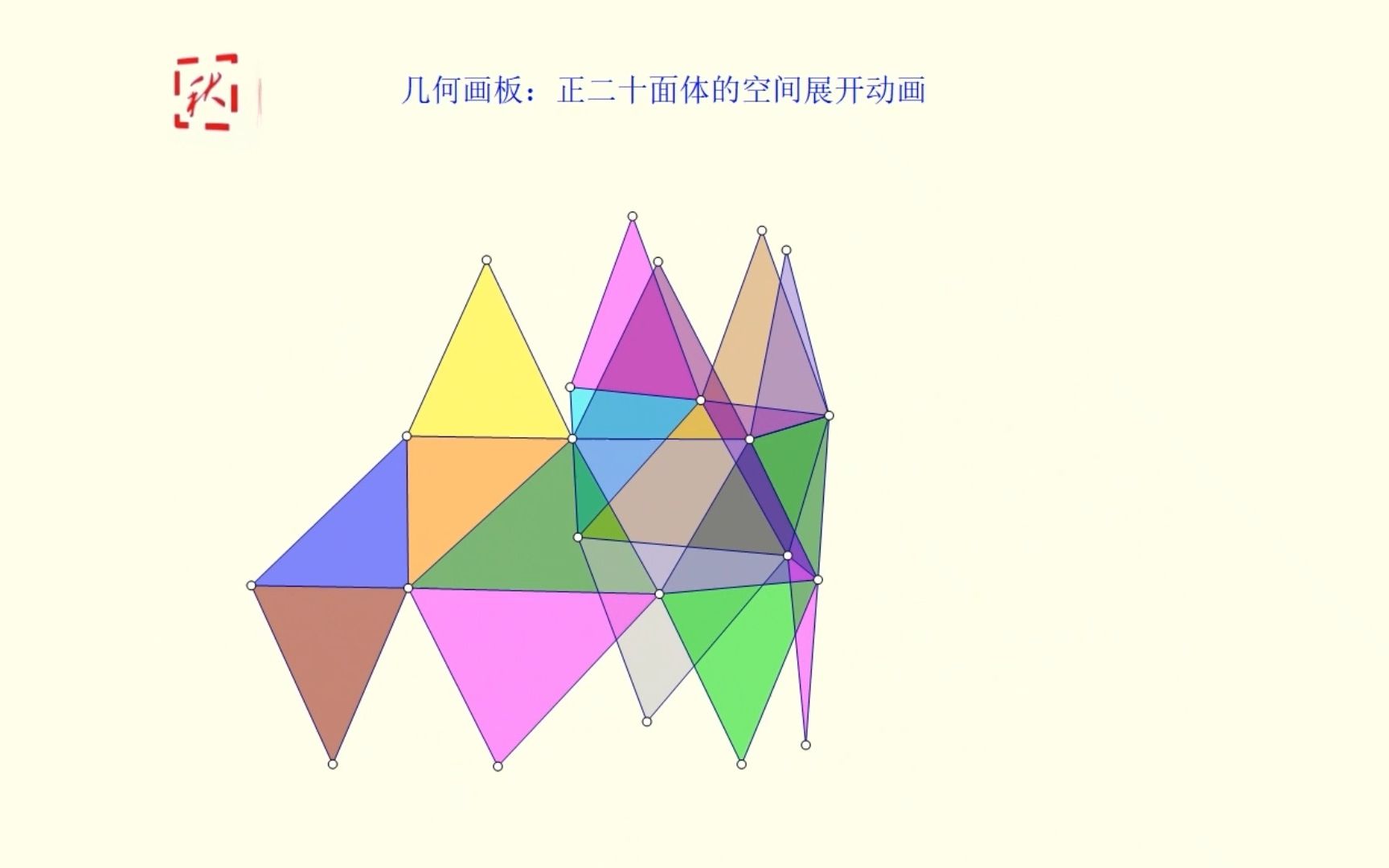几何画板:正二十面体的空间展开动画