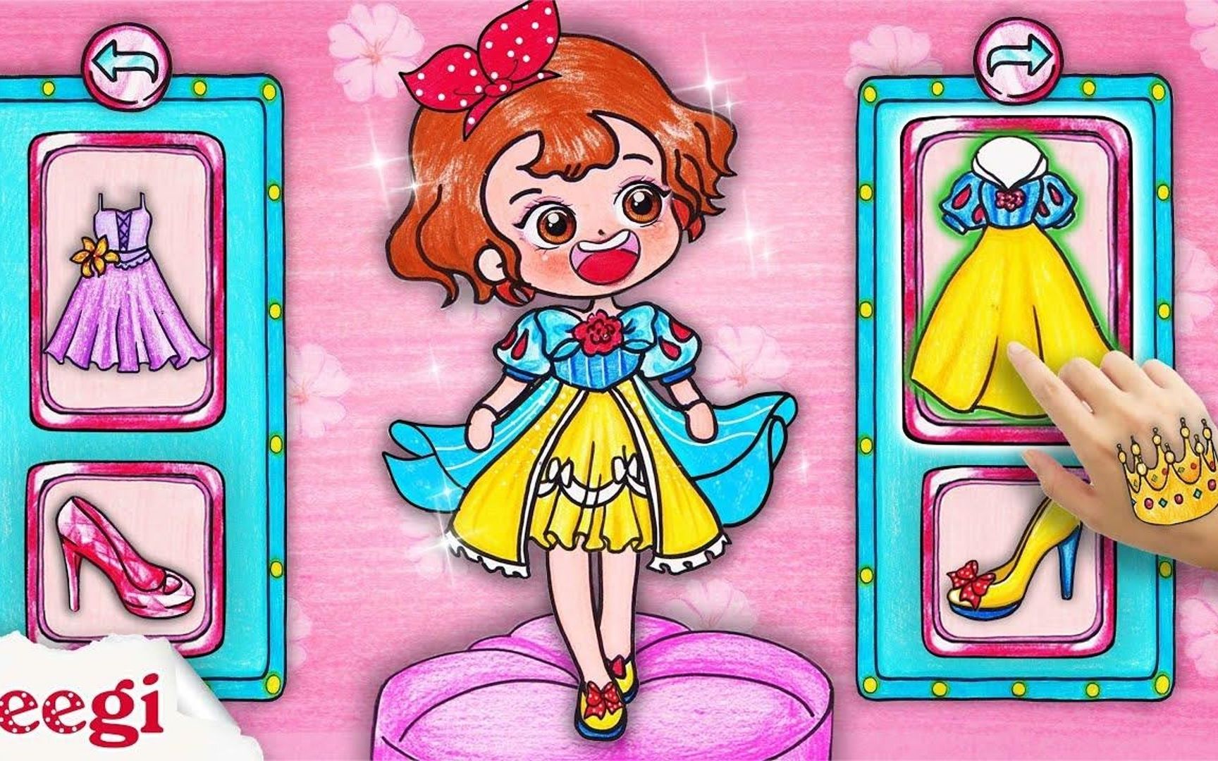 趣味剪纸动画:小美变身为美丽的白雪公主,这样的小美你喜欢吗?