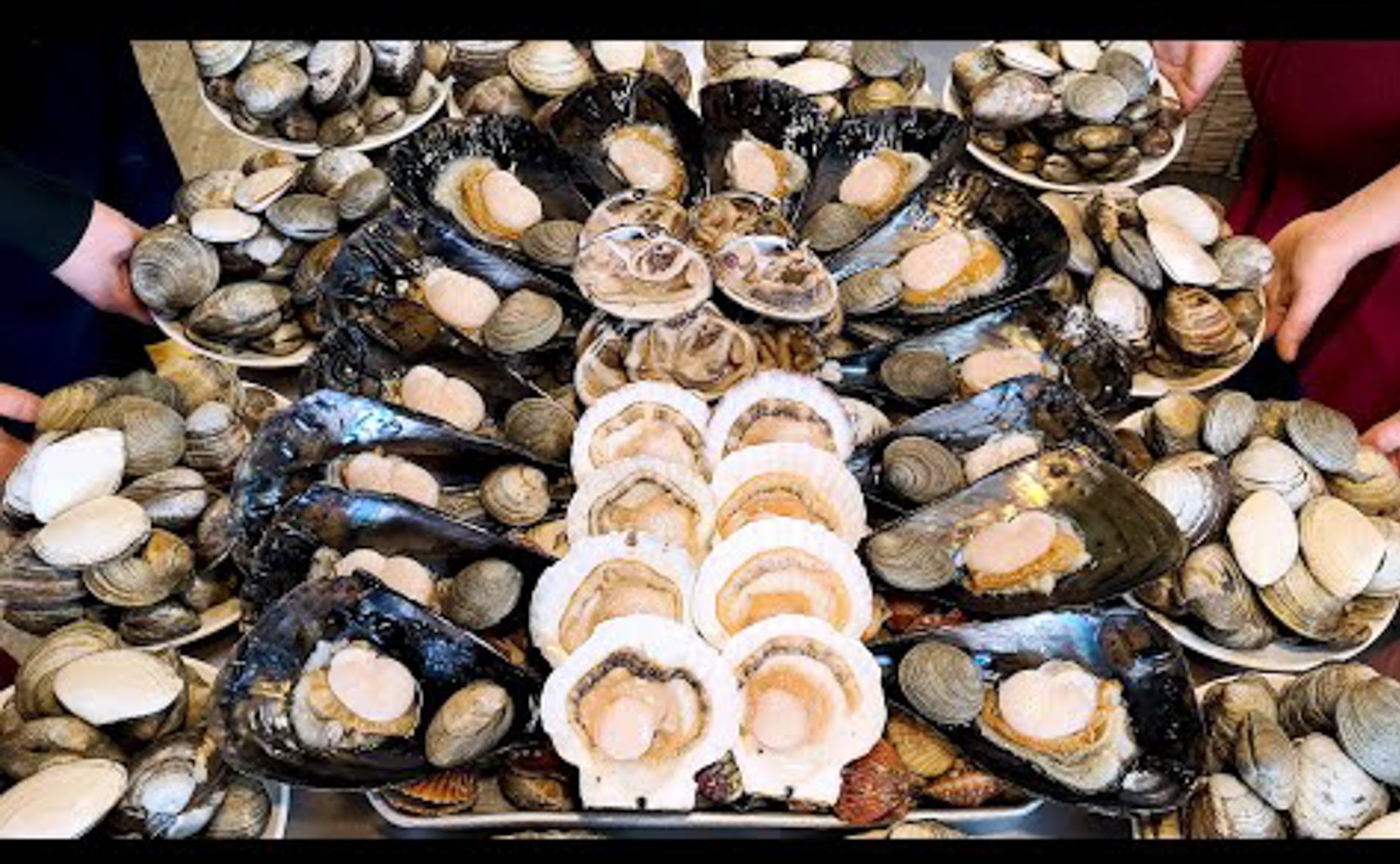 韩国美味海鲜,无限量烤蛤蜊,散装蒸蛤蜊,烤虾