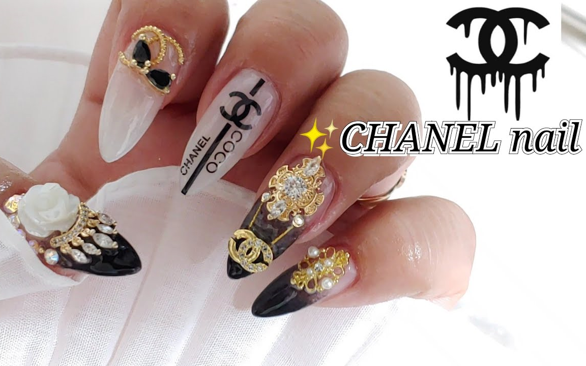 CHANEL香奈儿logo美甲哔哩哔哩bilibili