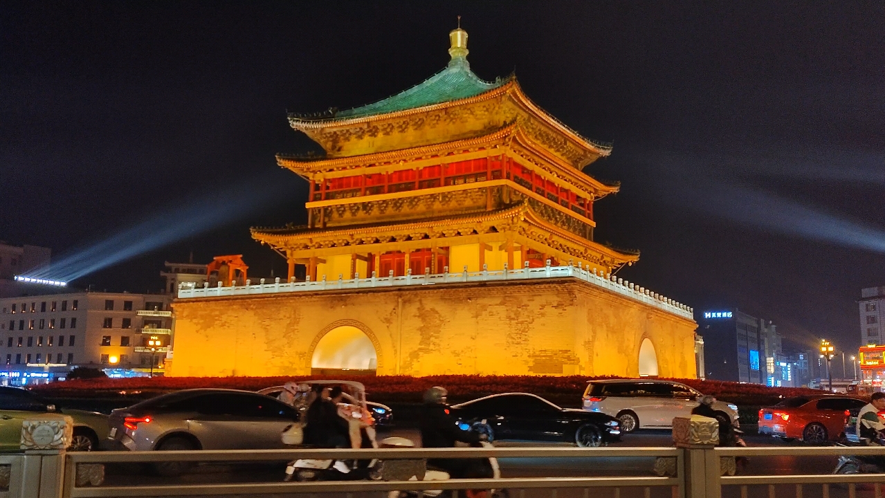 西安钟楼夜景照片图片