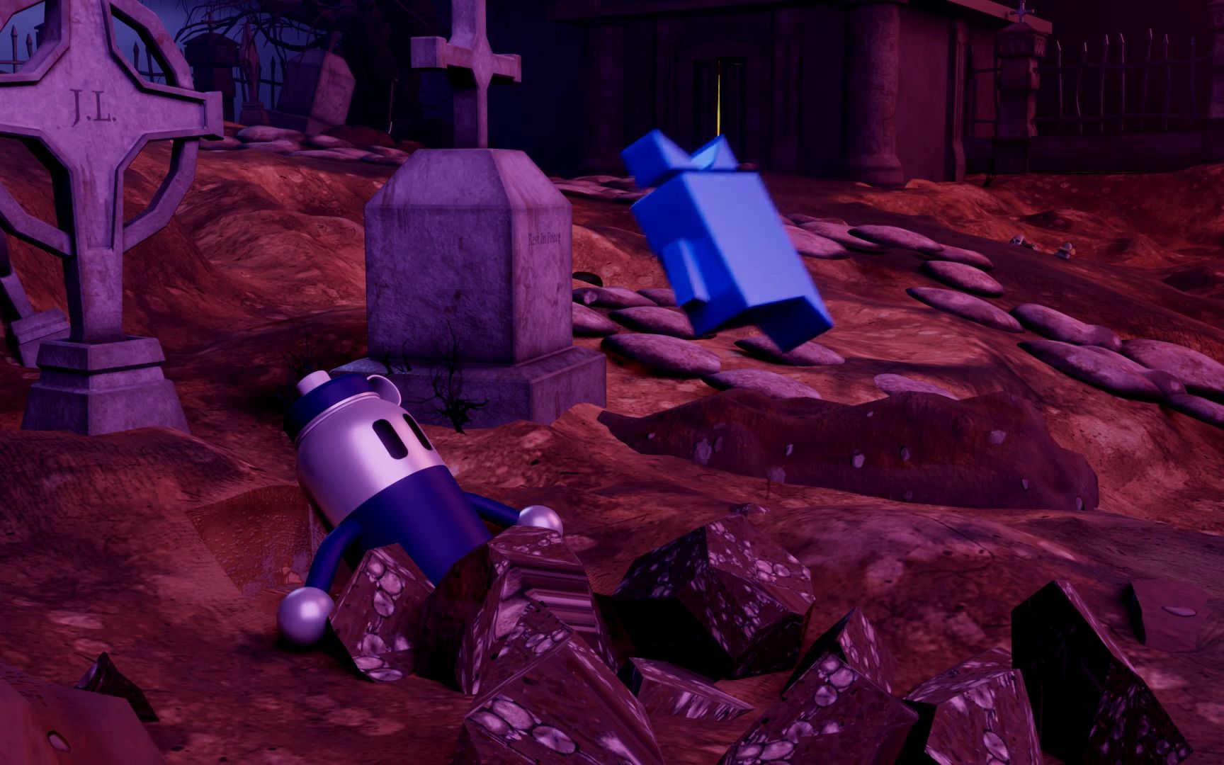 大学生期末blender个人3d动画作品: veo in a zombie village