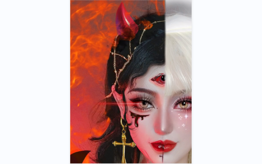 赶紧来交作业了天使恶魔变装画中人仿妆