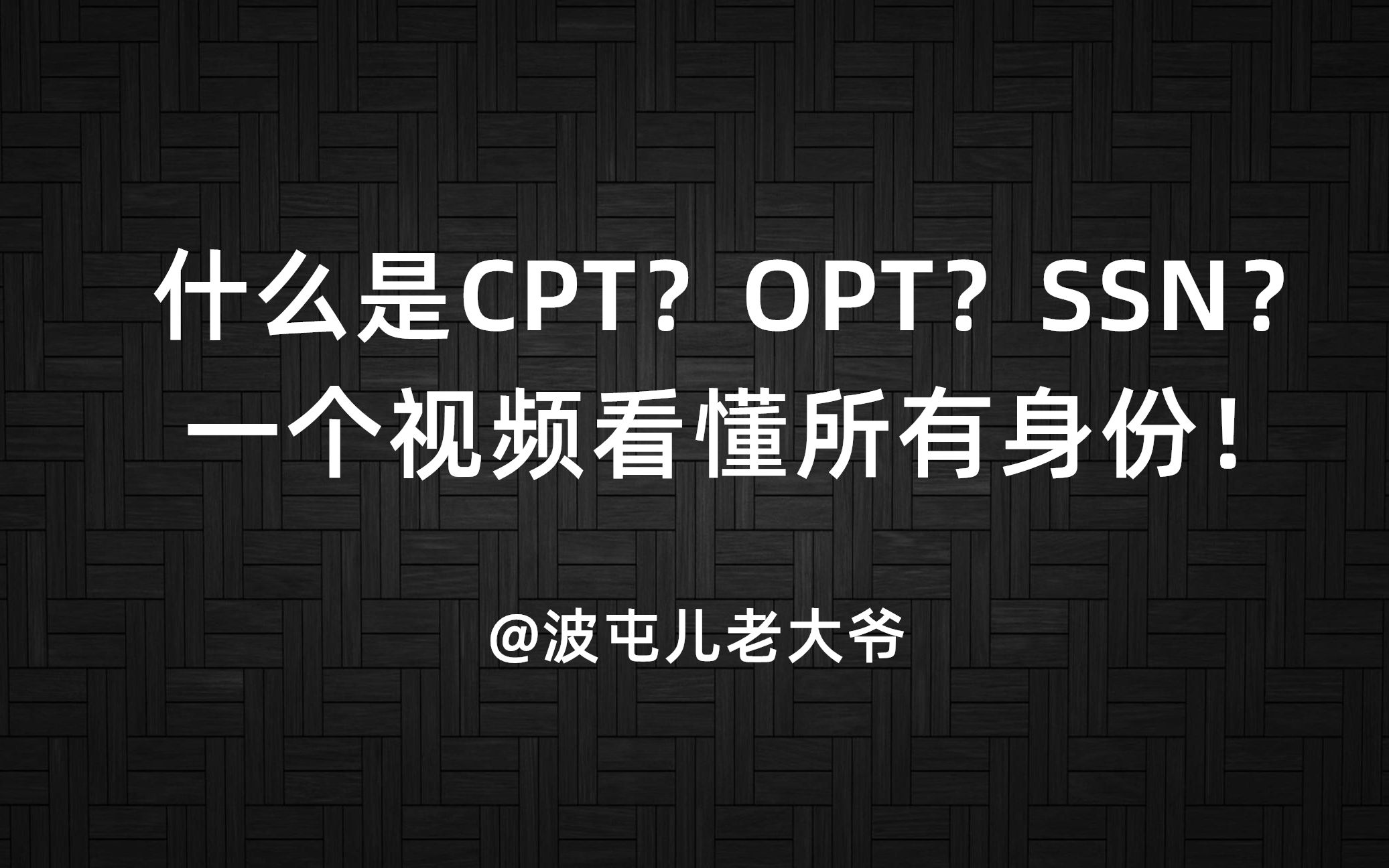 干货视频 什么是CPT?什么是OPT?什么是SSN?一个视频看懂所有留学生在美实习需要用到的身份!哔哩哔哩bilibili