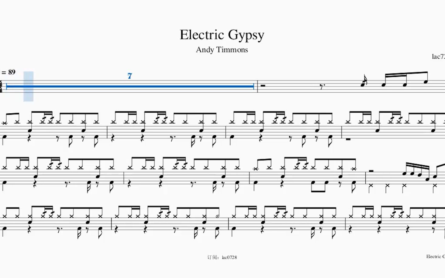 [图]Electric Gypsy 动态鼓谱分享