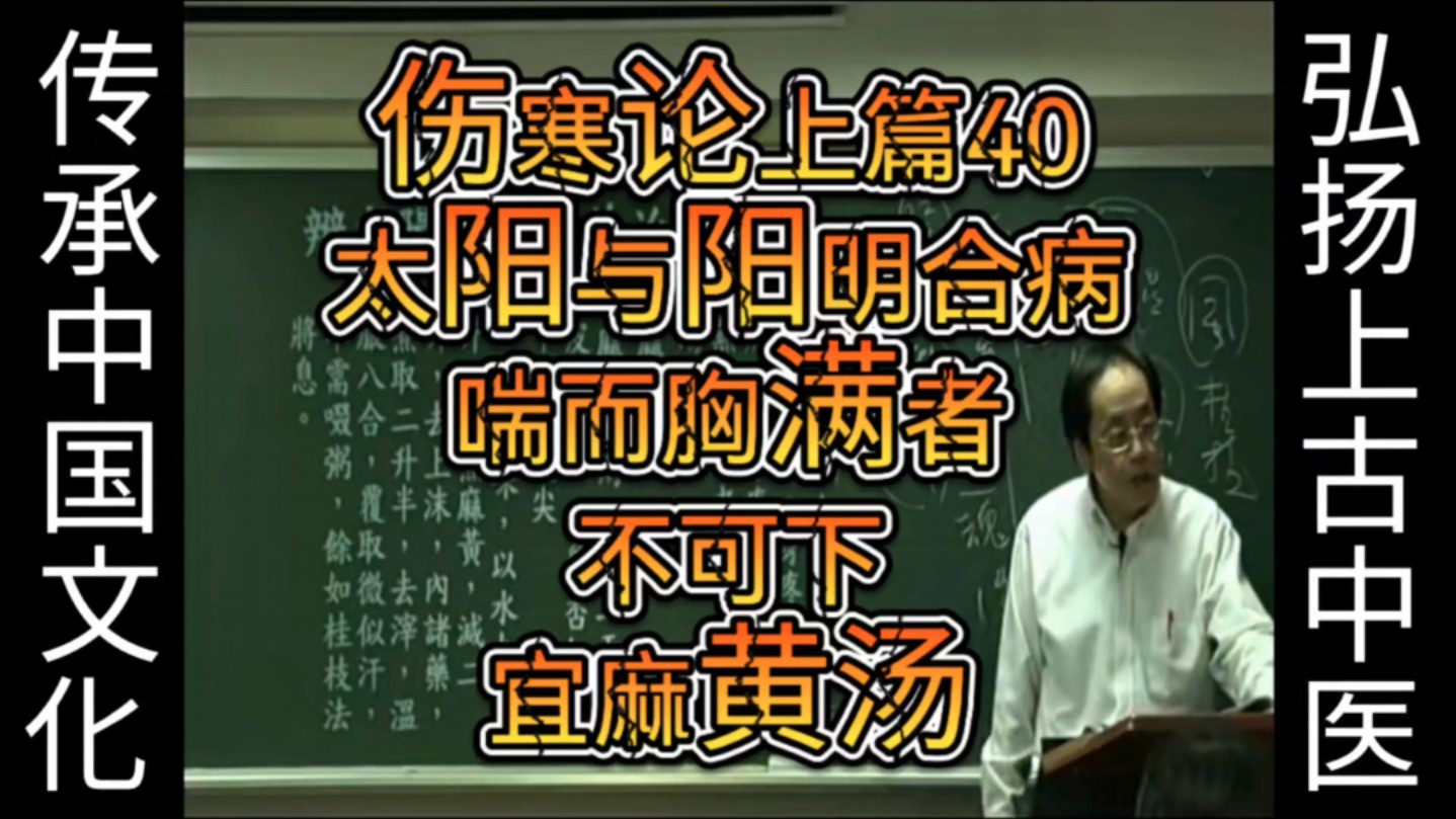 《人纪》伤寒论上篇40太阳与阳明合病,喘而胸满者,不可下,宜麻黄汤哔哩哔哩bilibili