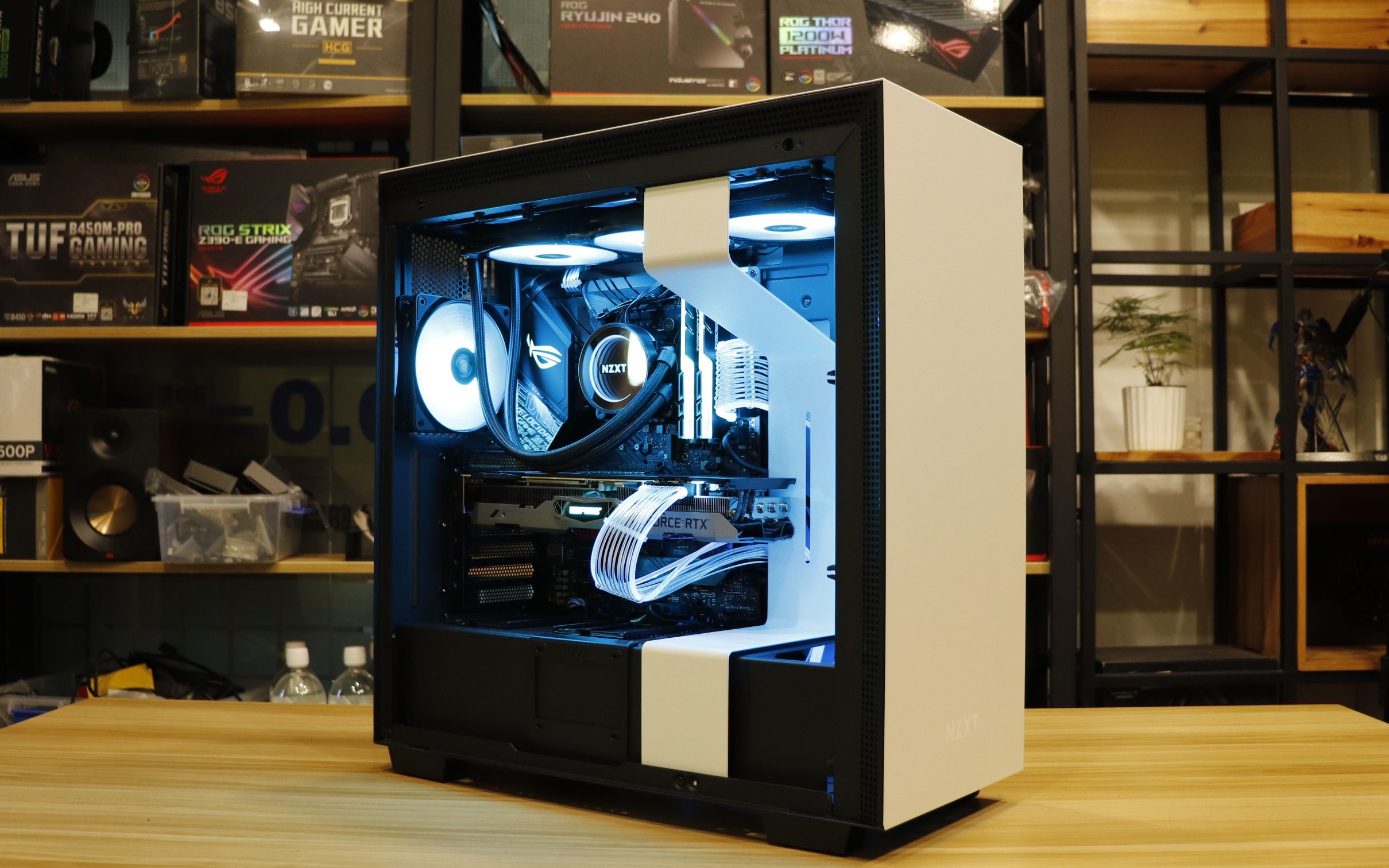 恩杰h700机箱装机!i7 9700k rtx2080s,简约蓝白搭配主机展示