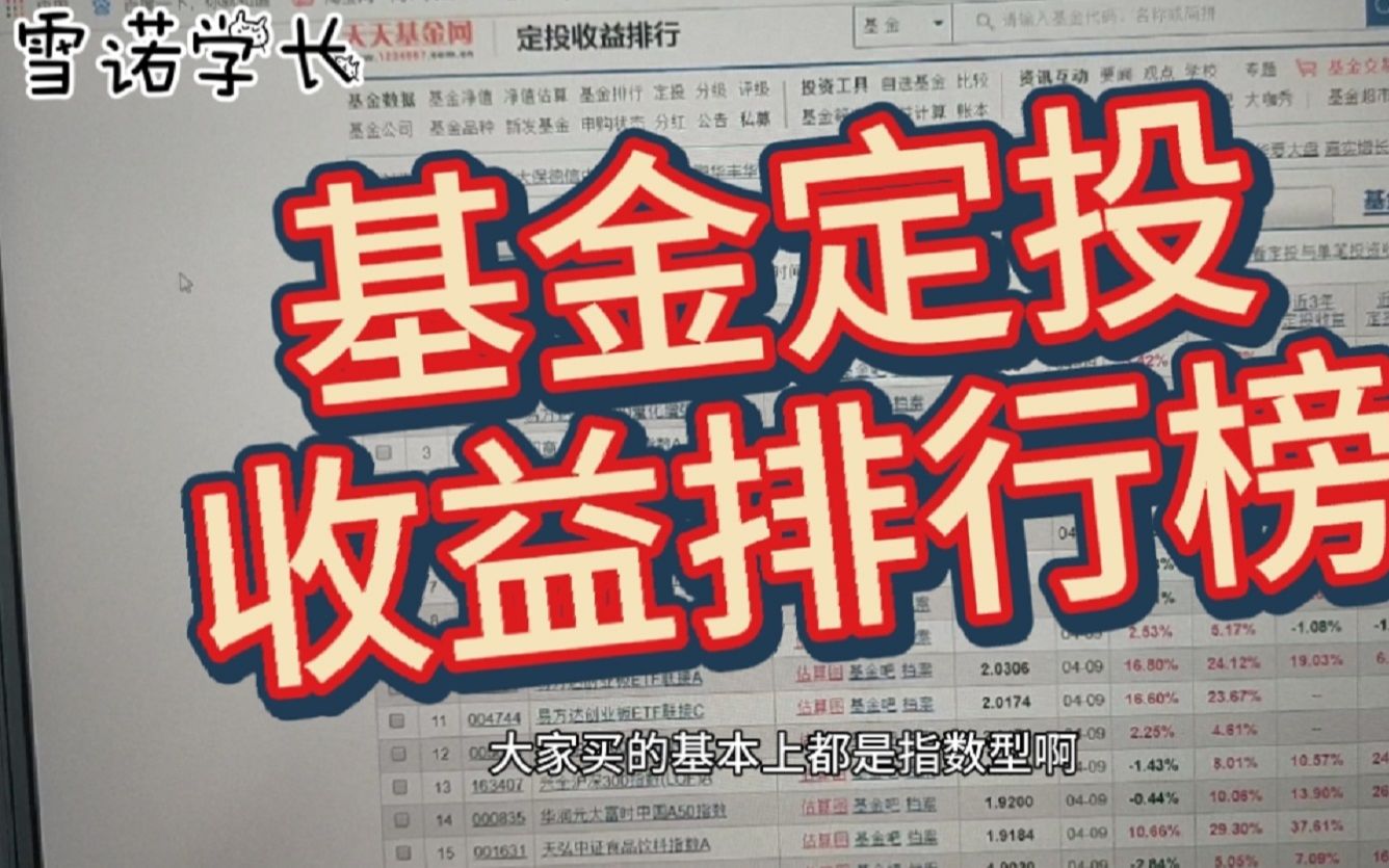 学长理财:基金定投,让财富滚雪球,定投收益排行榜哔哩哔哩bilibili