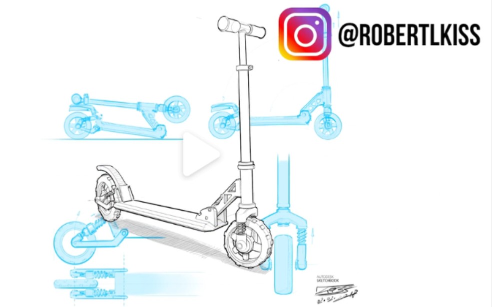 [跟着大神一起画]Robert Kiss 平衡车设计 sketch book二维渲染设计哔哩哔哩bilibili