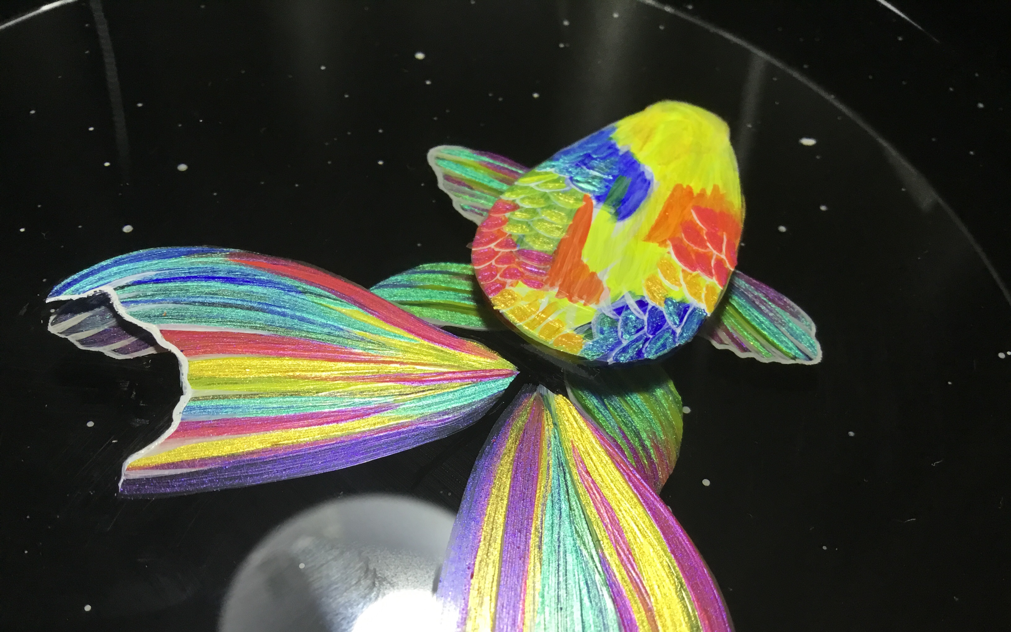 【滴胶】树脂画彩虹小鱼第三层!快来围观!