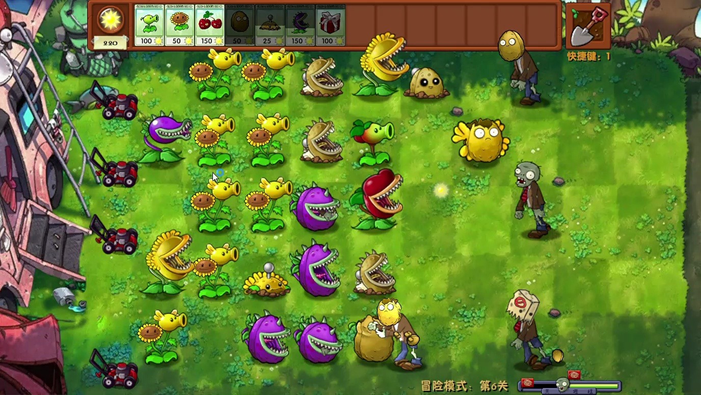 【植物大战僵尸融合版】冒险模式第6关通关实况