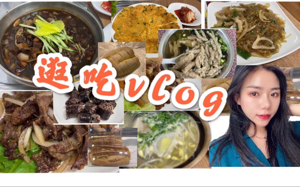 【逛吃vlog】打卡朝鲜大妈开的韩料店?炸酱面,泡菜饼,烤肉,明太鱼汤,炒杂菜,温州第一名瘦肉丸?榴莲软欧,可可大峡谷欧包!哔哩哔哩bilibili